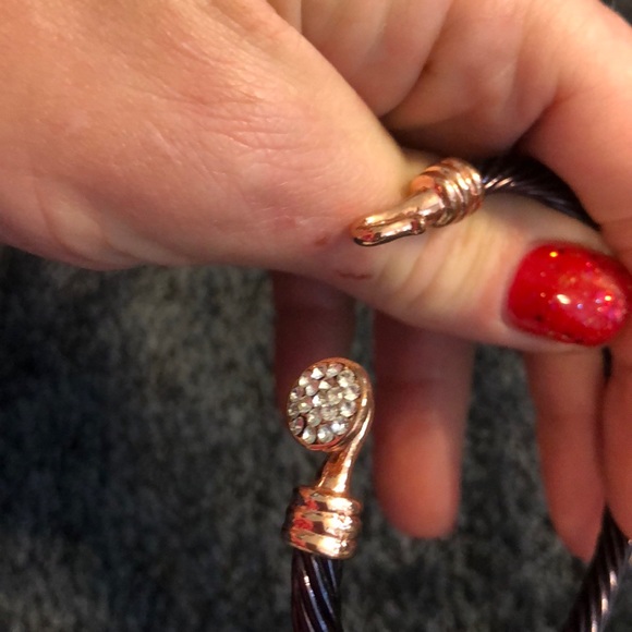 Chocolate rose gold tone sparkle CZ chips bracelet - Picture 7 of 8